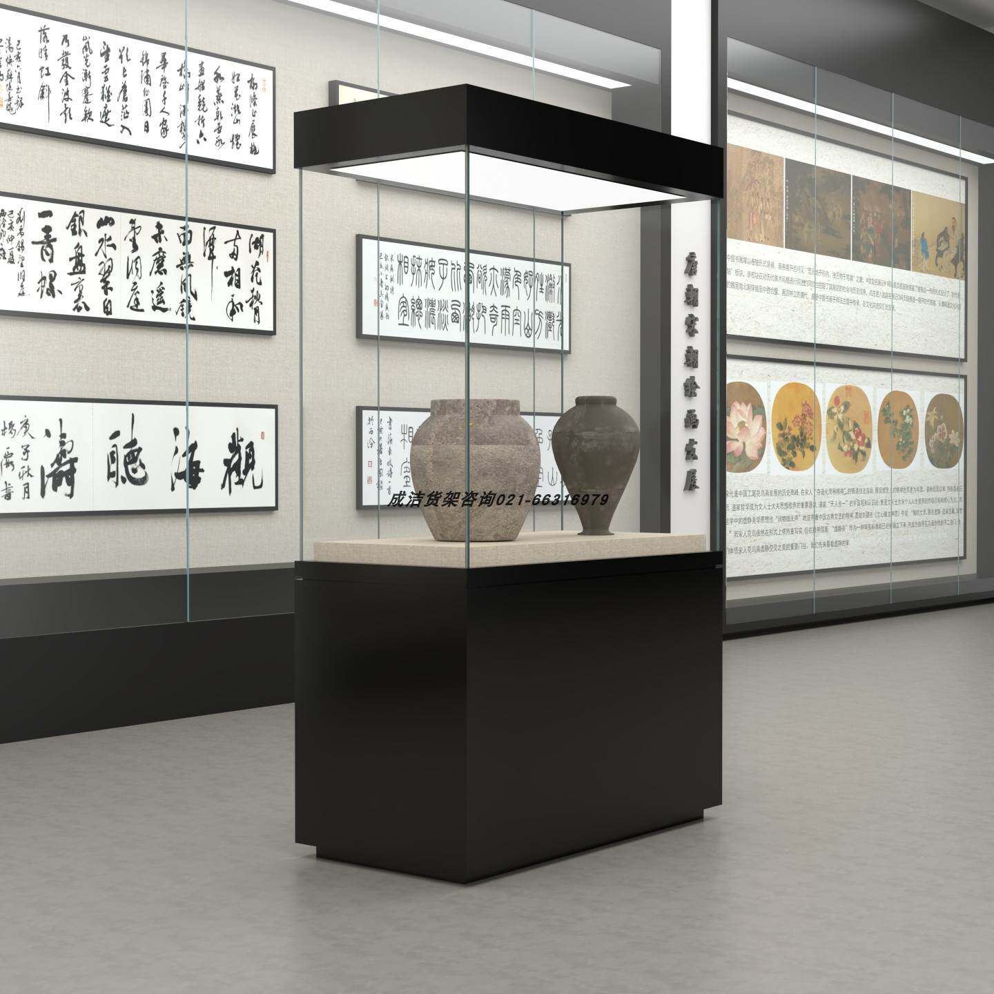 定制玻璃展示柜博物馆文物古董展览柜收藏品艺术品展厅陈列馆柜台