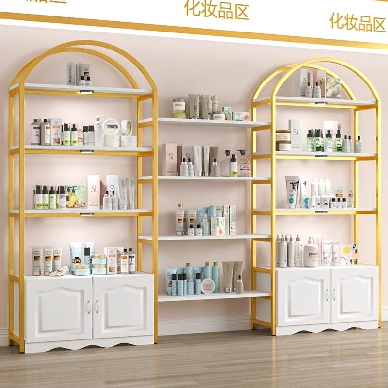 货架展示架玻璃美甲化妆品样品置物架高端美容院产品陈列柜展示柜