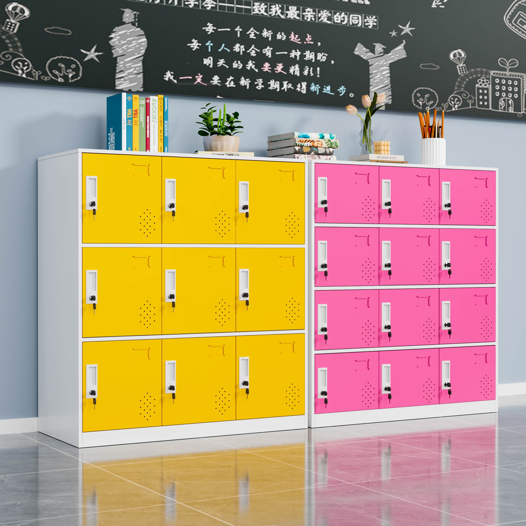 彩色书包柜学生柜学校班级储物柜幼儿园收纳柜舞蹈教室更衣柜鞋柜