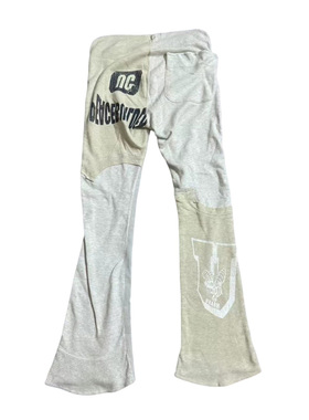 UNDERCOVER 03AW 白灰色灯芯绒拼接长裤 休闲印花图案