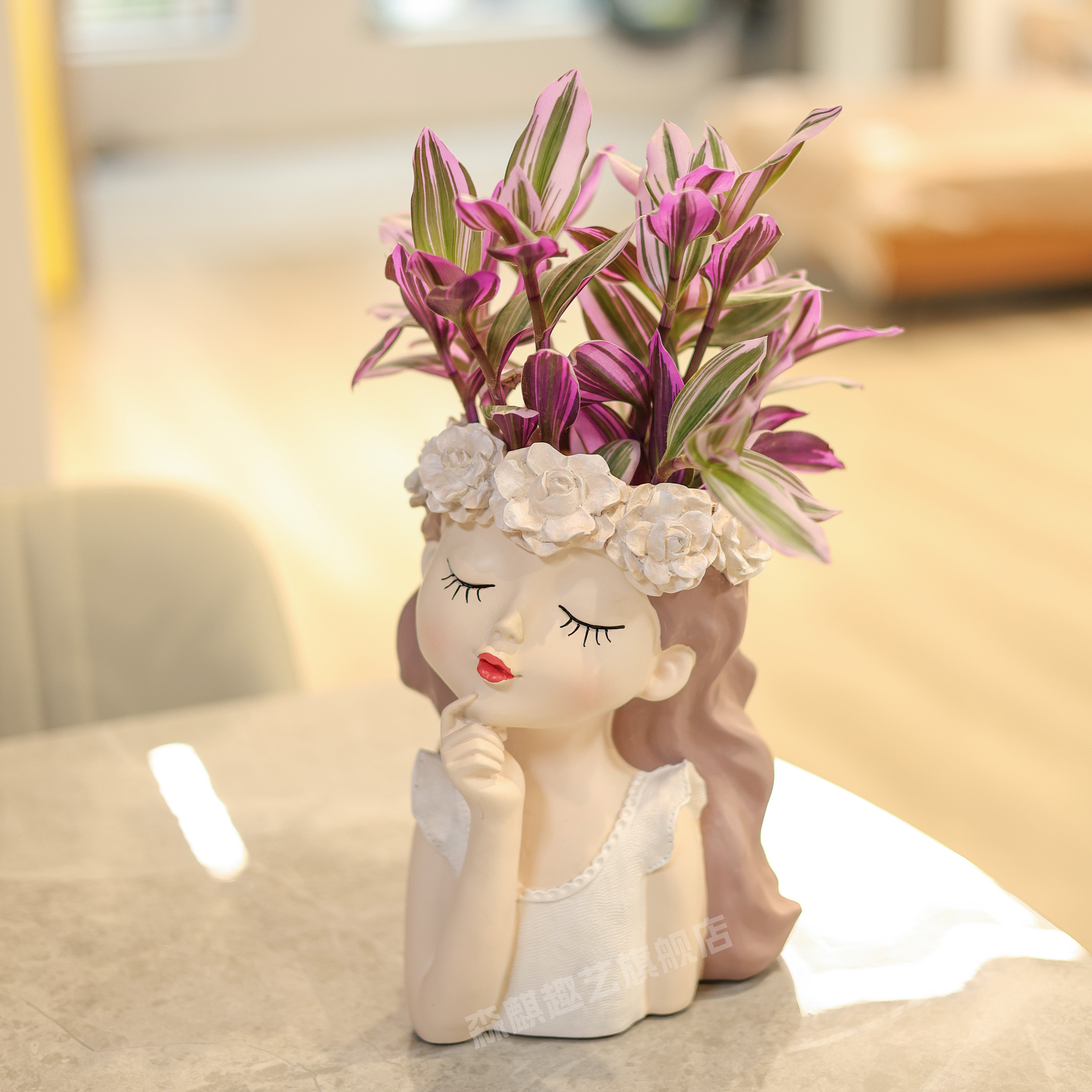 精品油画吊兰精品小仙女花盆图片