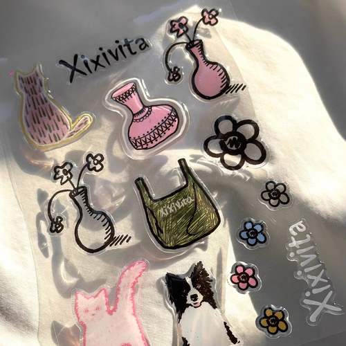 3D浮雕果冻立体贴纸高级感颜值汽车贴可爱diy电脑咕卡手机壳装饰