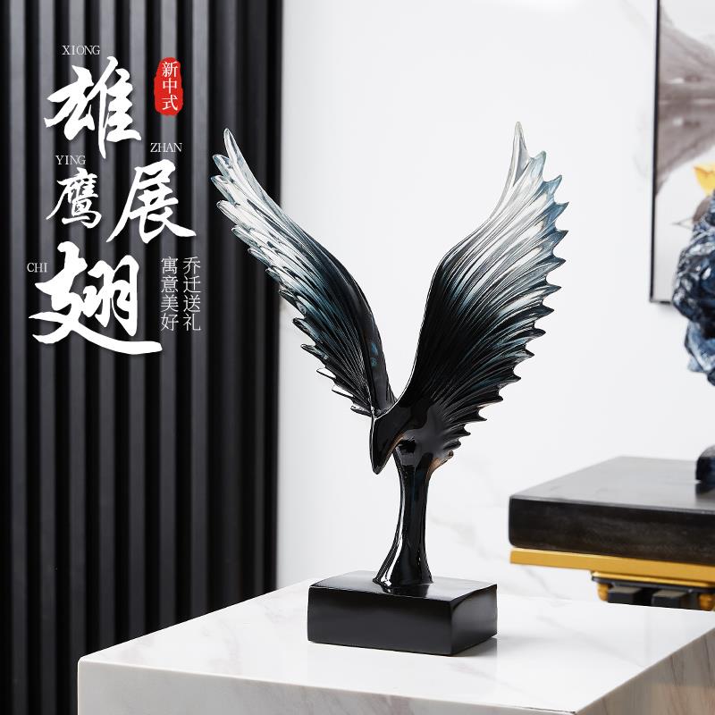 酒柜装饰品摆件轻奢高档客厅电视柜水晶家居办公室工艺品大鹏展翅