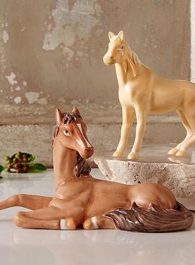 Cershar 出口 马 陶瓷工艺品摆件圣诞节儿童房装饰摆件 圣诞礼物