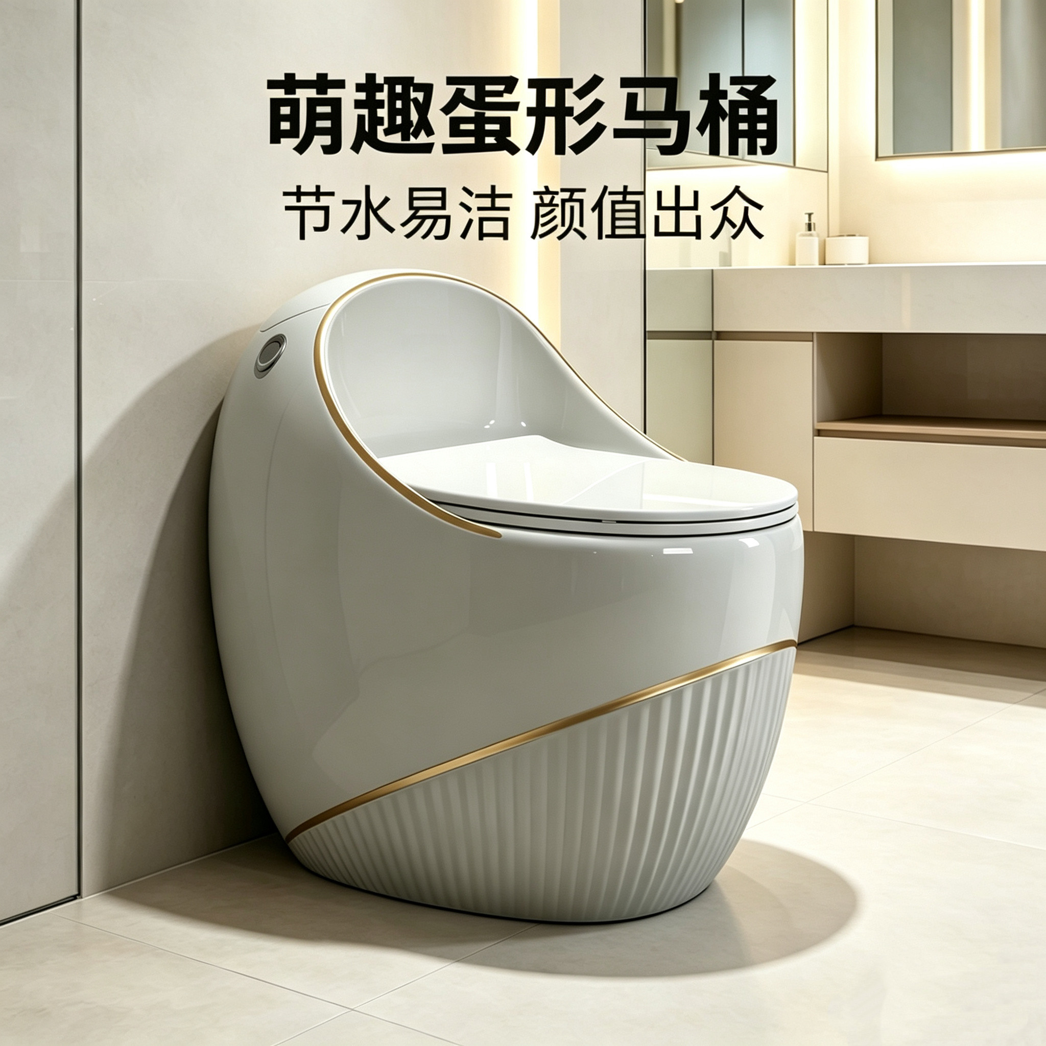 创意鸡蛋型马桶轻奢灰色家用陶瓷虹吸式小户型彩色坐便器大口径