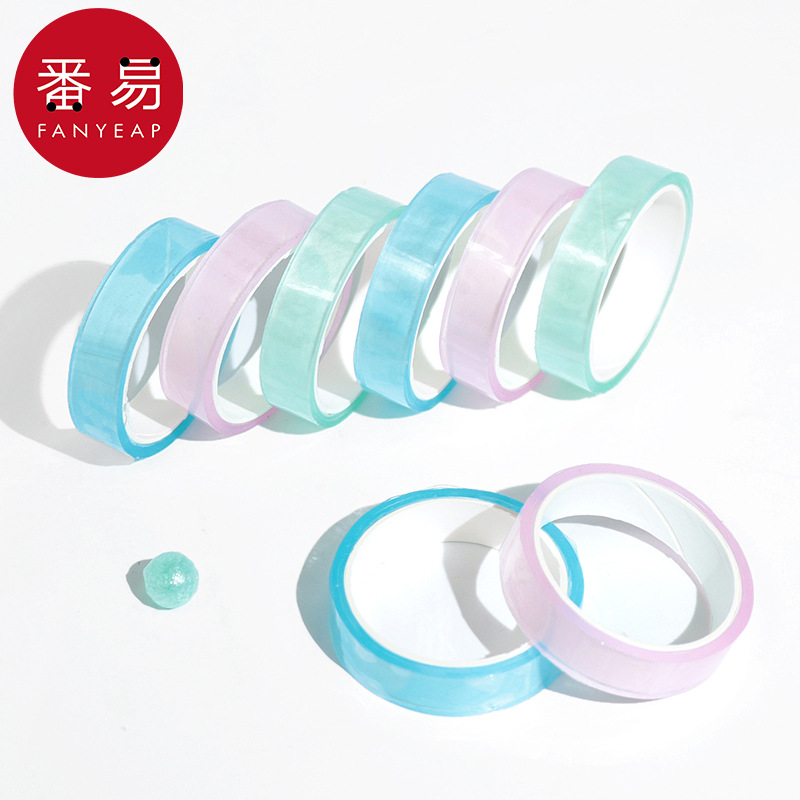 粘粘球拉丝胶带A1pq808-彩色透明黏黏球胶带徒手拉丝胶带冰透胶带