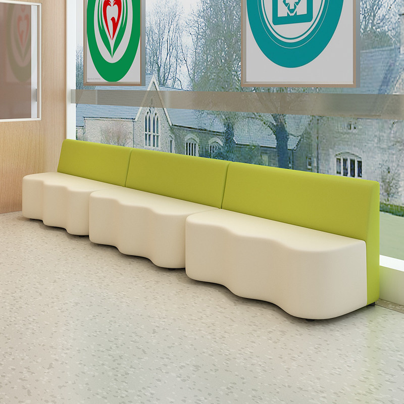 幼儿园培训机构琴行走廊大厅家长休息等候区软包长条卡座沙发组合