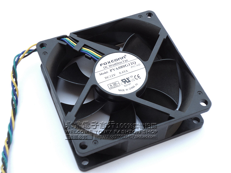 富士康8025/8CM/厘米大风量CPU机箱风扇4针/线温控调速PVA080G12Q