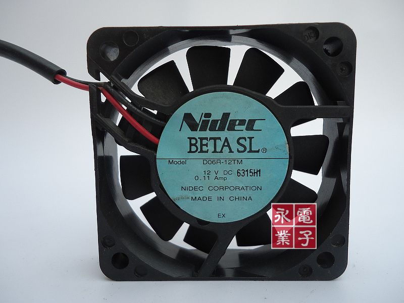 Nidec 尼迪克 6cm风扇 6015散热风扇 12V 0.11A D06R-12TM 03 2线
