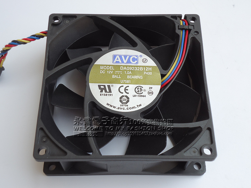 AVC 9032 12V 1.0A 9厘米 4线 温控 机箱 服务器风扇 DA09232B12H