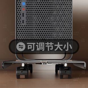 主机托架不锈钢移动机箱支架底座托盘带滑轮伸缩通用托盘 电脑台式