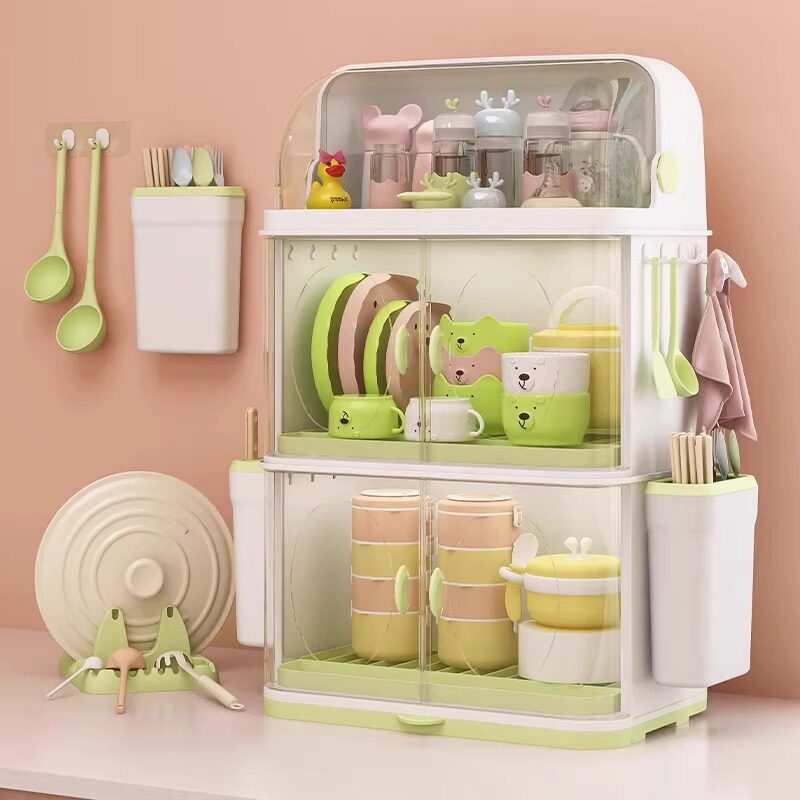 宝宝餐具收纳盒奶瓶收纳箱工具厨房碗筷沥水碗碟架婴儿辅食收纳柜