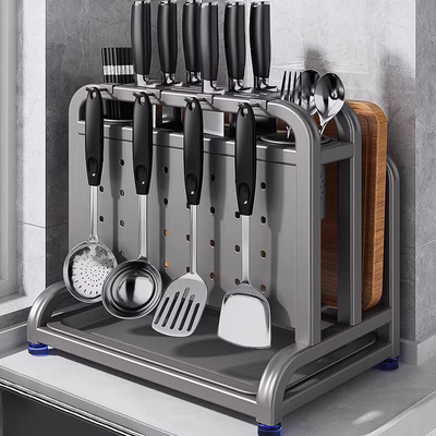 2025新款不锈钢菜刀架置物架菜板刀具多功能筷子笼一体收纳放置