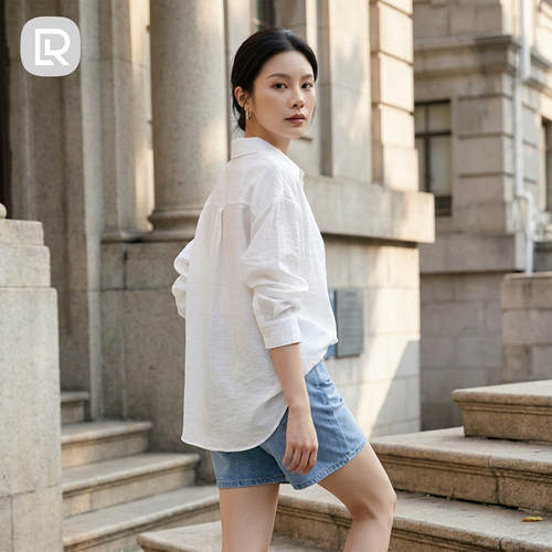 白色亚麻衬衫女微透超薄棉麻长袖外搭上衣肌理高级感防晒空调开衫