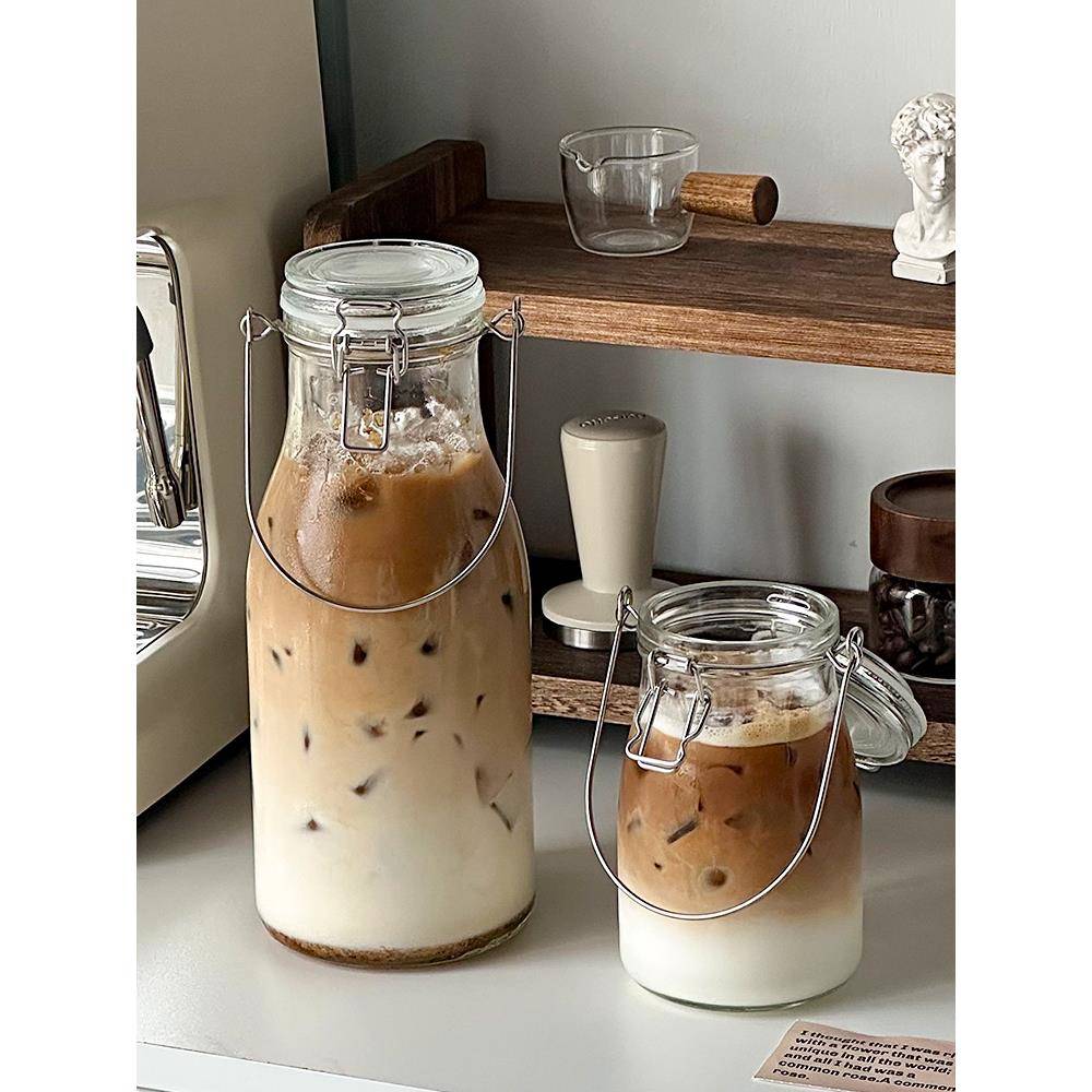 便携外带玻璃杯带盖喝水杯女个人专用茶杯密封随行咖啡杯子果茶杯