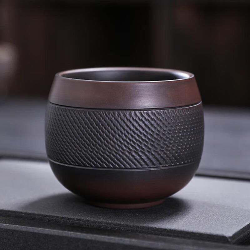 建水紫陶大容量茶杯单杯大主人杯家用茶具全手工跳刀紫陶茶杯茶壶
