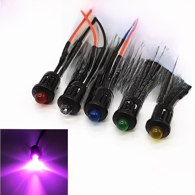 5MM发光二极管LED灯珠 带外径8MM灯套 3V12V24V36V电动车汽车改装