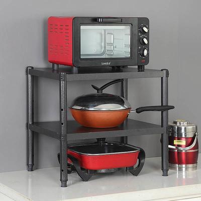 厨房微波炉置物架子家用台面桌面电饭煲烤箱碗盘收纳支架双层加厚