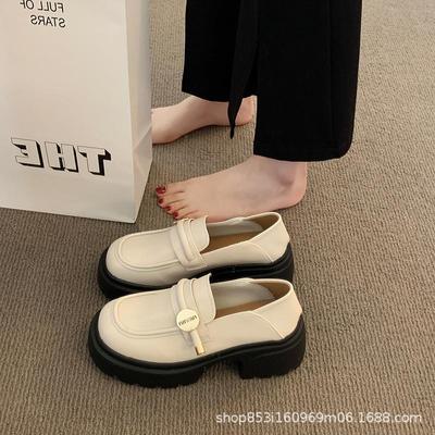 高货圆头粗跟一脚蹬制服小