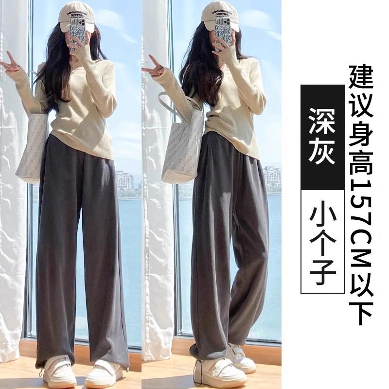 高货灰色美式运动裤女秋秋2025新款束脚卫裤小个子休闲高腰宽松阔