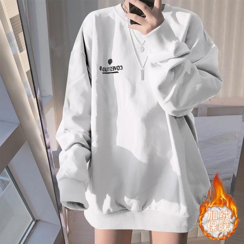 26新款款加绒加厚原宿风卫衣女韩版宽松休闲上衣港风打底衫外贸女