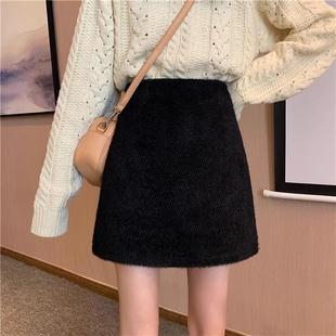 甜美纯欲风软糯半身裙女秋冬大码 正品 高腰显瘦温柔A字裙加厚包臀