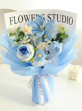 跨境情人节母亲节针织编织成品花束送妈妈生日礼物仿真花亚马逊