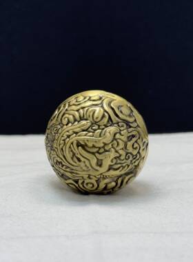 黄铜龙凤手球手把件复古老人锻炼手指铜器纯铜盘玩一对转转球