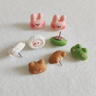 卡通图钉动物工字钉实木软木板照片墙留言板大头针夹子功能按钉