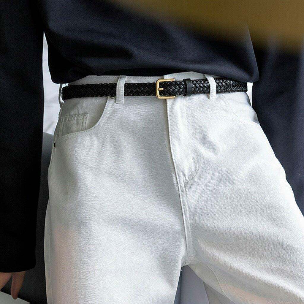 速发现货裤带面男款真皮手工编织皮带腰带合金针扣男士裤带韩系休