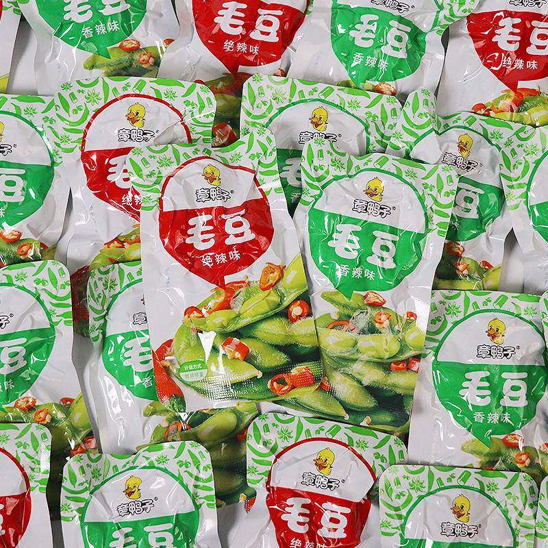 速发现货章鸭子毛豆香辣绝辣味麻辣小吃办公室休闲零食卤味下饭菜