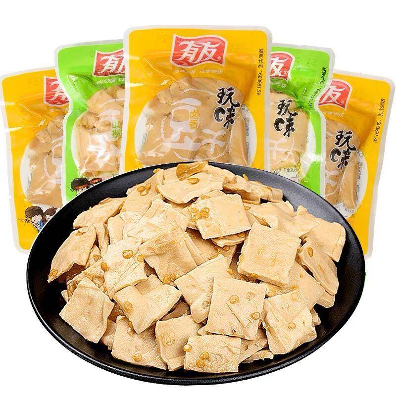 速发现货有友山椒味豆干重庆特产泡椒味麻辣味下酒小菜豆干休闲零