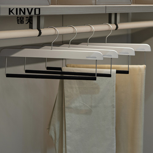 锦芙高端实木衣架挂裤子长裤专用裤架挂裙子无痕防滑高档灰色裤夹
