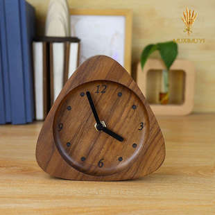 实木桌面小摆钟简约木质静音座钟小摆件客厅床头书桌摆放原木钟表