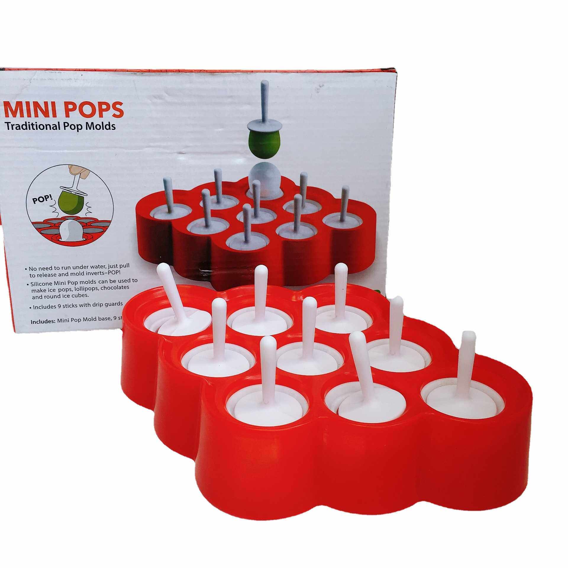 MINI POPS 安全 硅胶雪糕冰棍模具 圆形红色迷你雪糕棒冰