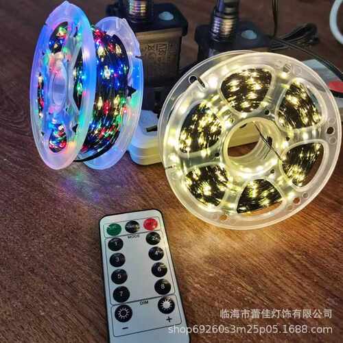 遥控圣诞树插电款绿线铜线铜丝彩灯串灯圣诞藤条遥控圣诞灯串