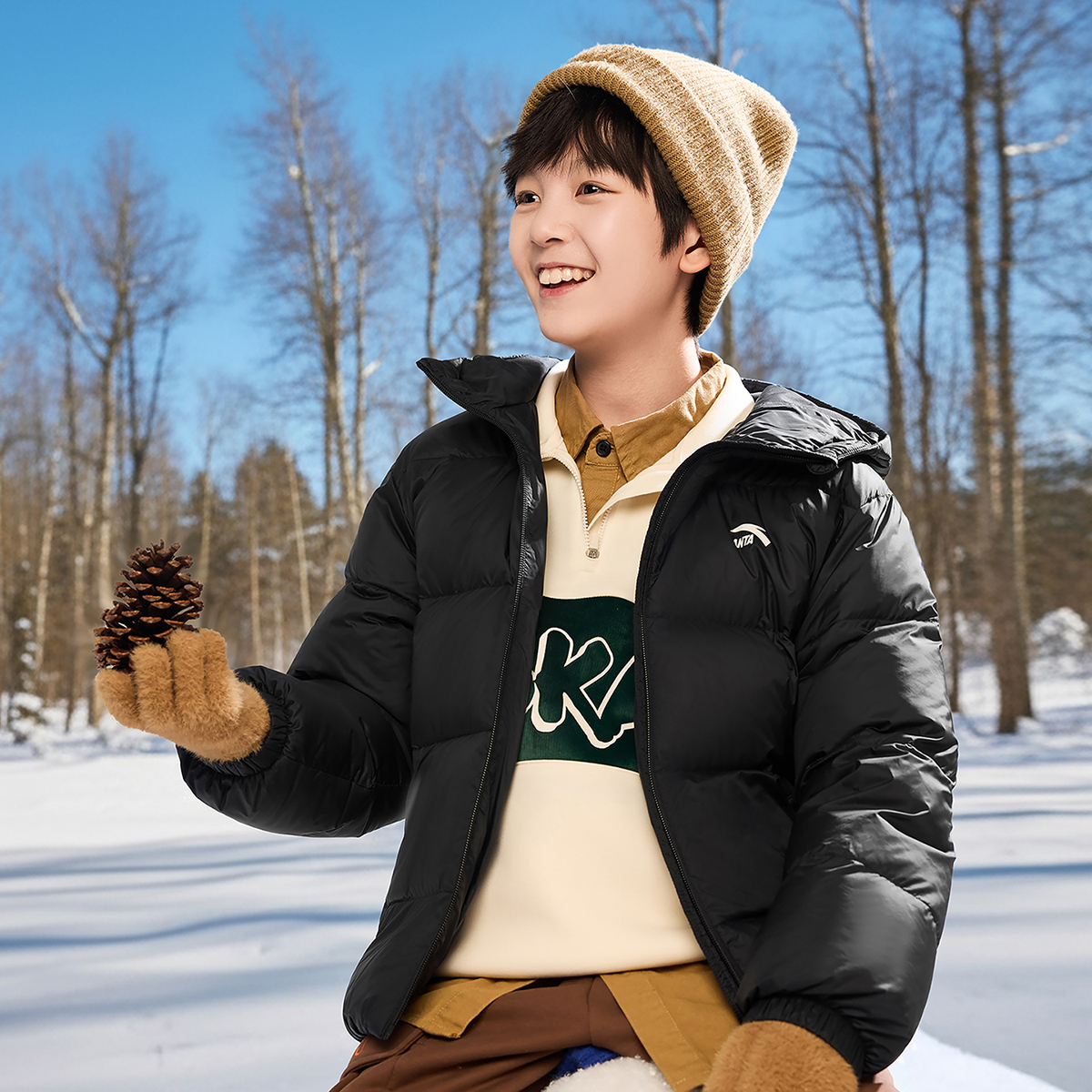 安踏儿童男童四防羽绒服2025冬季