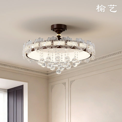 榆艺中古风水晶玻璃花卧室吸顶灯