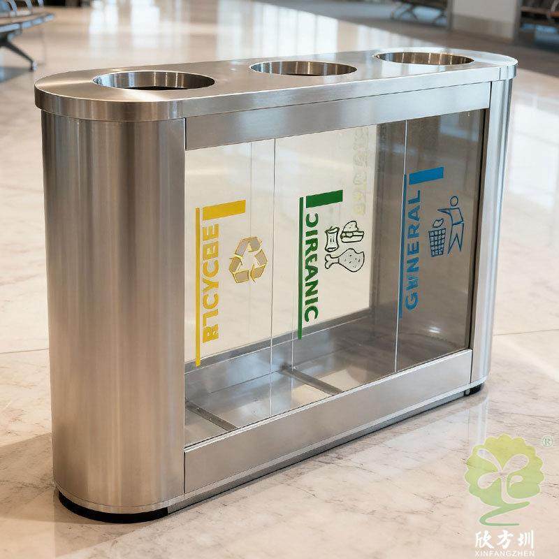 室内机场车站地铁站商场商用透明防爆不锈钢分类垃圾桶金属果皮箱,基础建材,不锈钢垃圾桶,淘宝优惠券,粉丝福利购,淘宝优惠卷