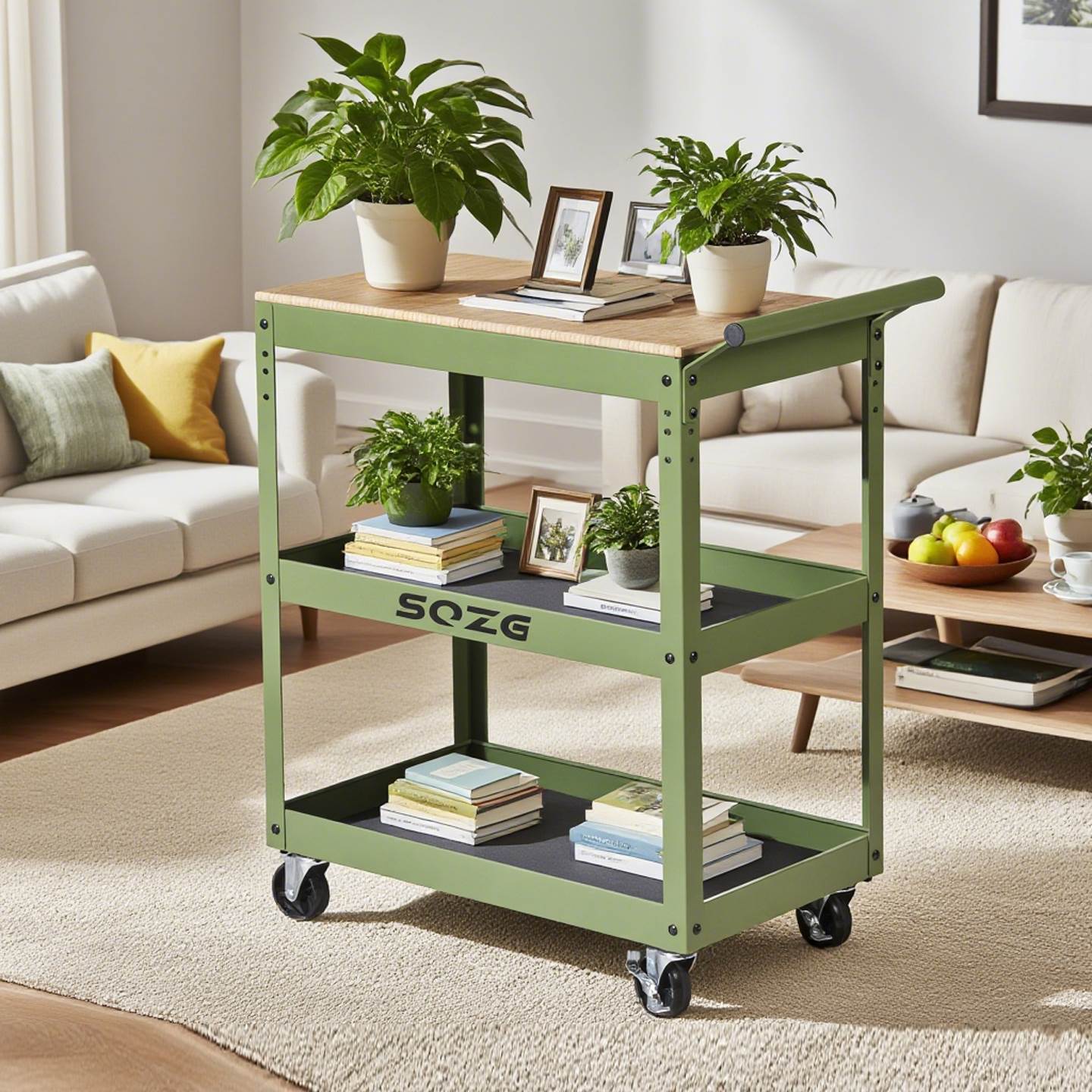 工业风可移动小推车置物架绿植收纳架美容院小推车多功能手推车