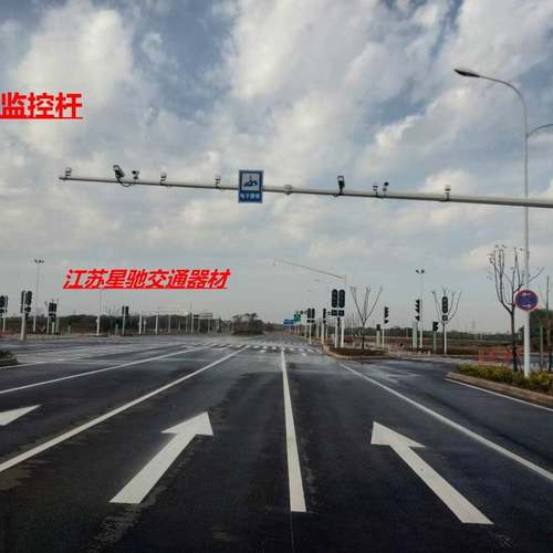 道路八角监控杆热镀锌交通信号灯杆卡口L型杆6.8米电子警察杆件