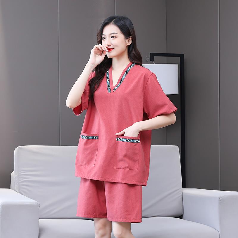 汗蒸服女情侣贡麻大码男款桑拿服足疗店洗按摩浴衣家居睡衣浴服浴