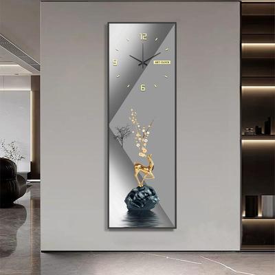 隐藏推拉式全身镜装饰画带钟表轻奢高级感入户玄关隐形穿衣镜挂画