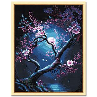 钻石画带框满钻手工钻石画现代简约家居装饰实木框钻石画