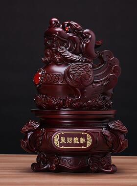 招财聚财貔貅摆件大号仿红木色皮丘创意工艺品办公室开业乔迁礼品