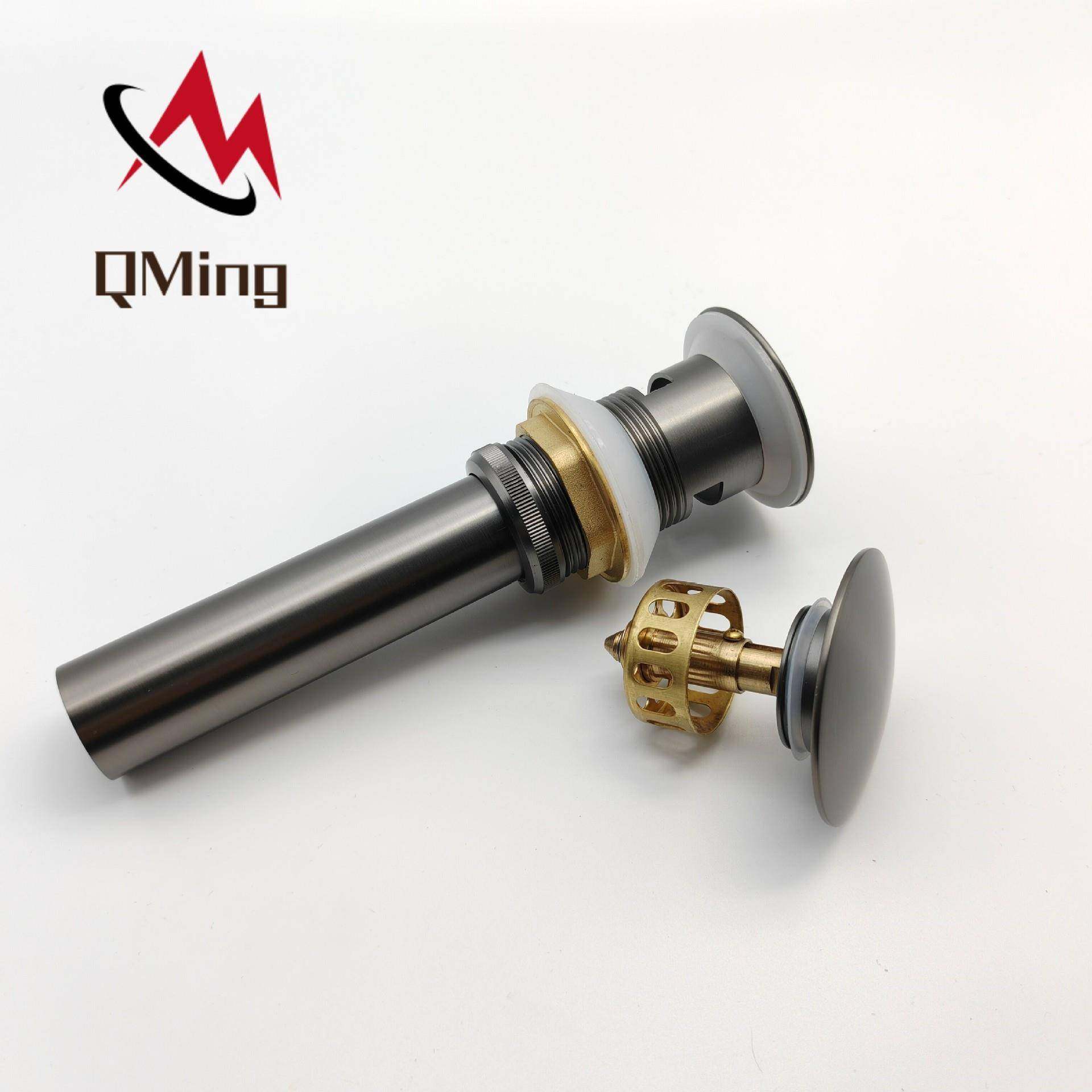 铜枪灰色大盖弹跳下水器头墙排陶瓷盆玻璃盆防臭卫浴下水,家装主材,下水器,淘宝优惠券,粉丝福利购,淘宝优惠卷