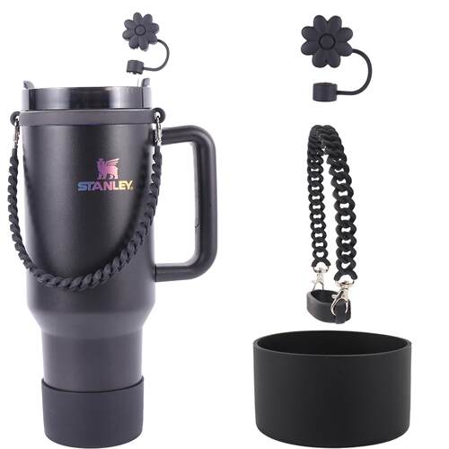 Stanley杯套水杯配件通用手提绳杯绑带花朵吸管塞硅胶麻花款