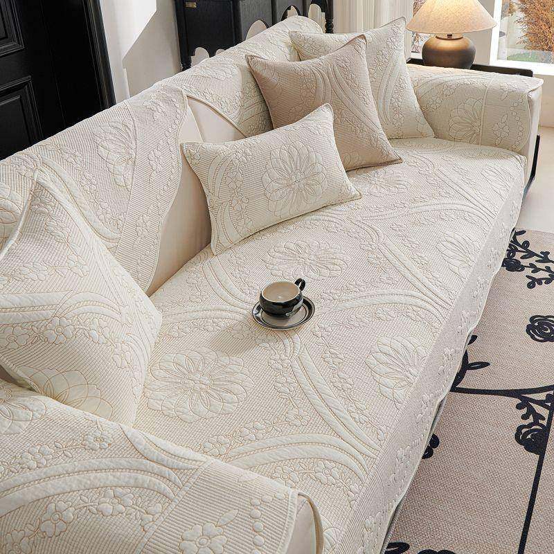 简约纯棉沙发垫四季通用防滑坐垫2025新款绣花布艺沙发套罩巾时尚,居家布艺,沙发套,淘宝优惠券,粉丝福利购,淘宝优惠卷