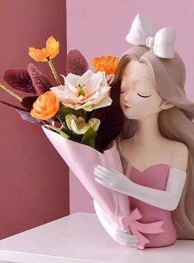 高级感摆件花瓶客厅电视柜插花捧花女孩轻奢玄关装饰乔迁新婚礼品