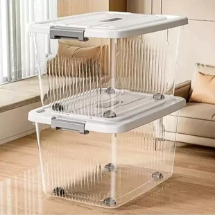 手提透明收纳箱衣服玩具储物箱家用书本工具杂物塑料桌面整理箱子